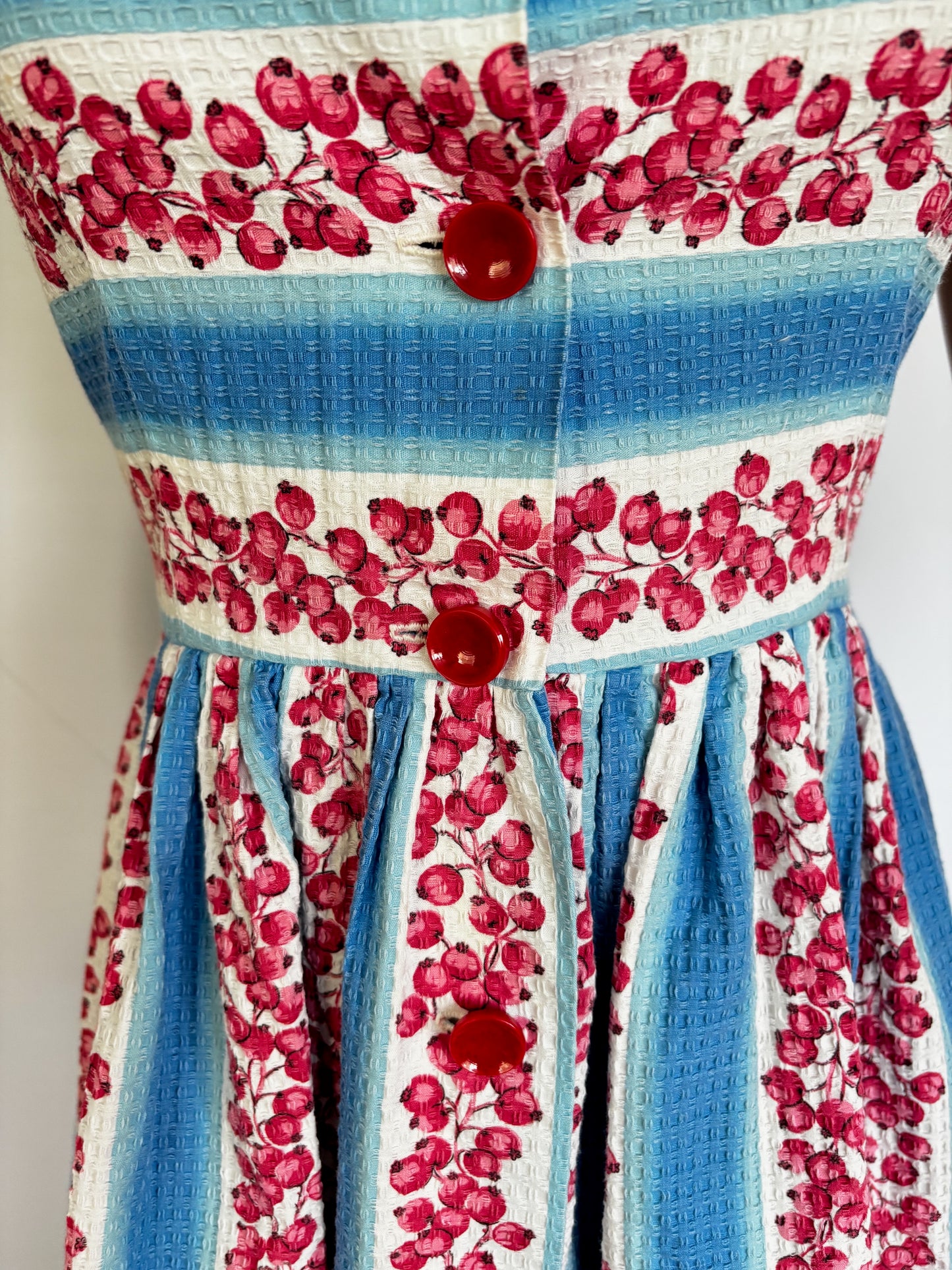 1950s Waffle Cotton Dress | XSmall