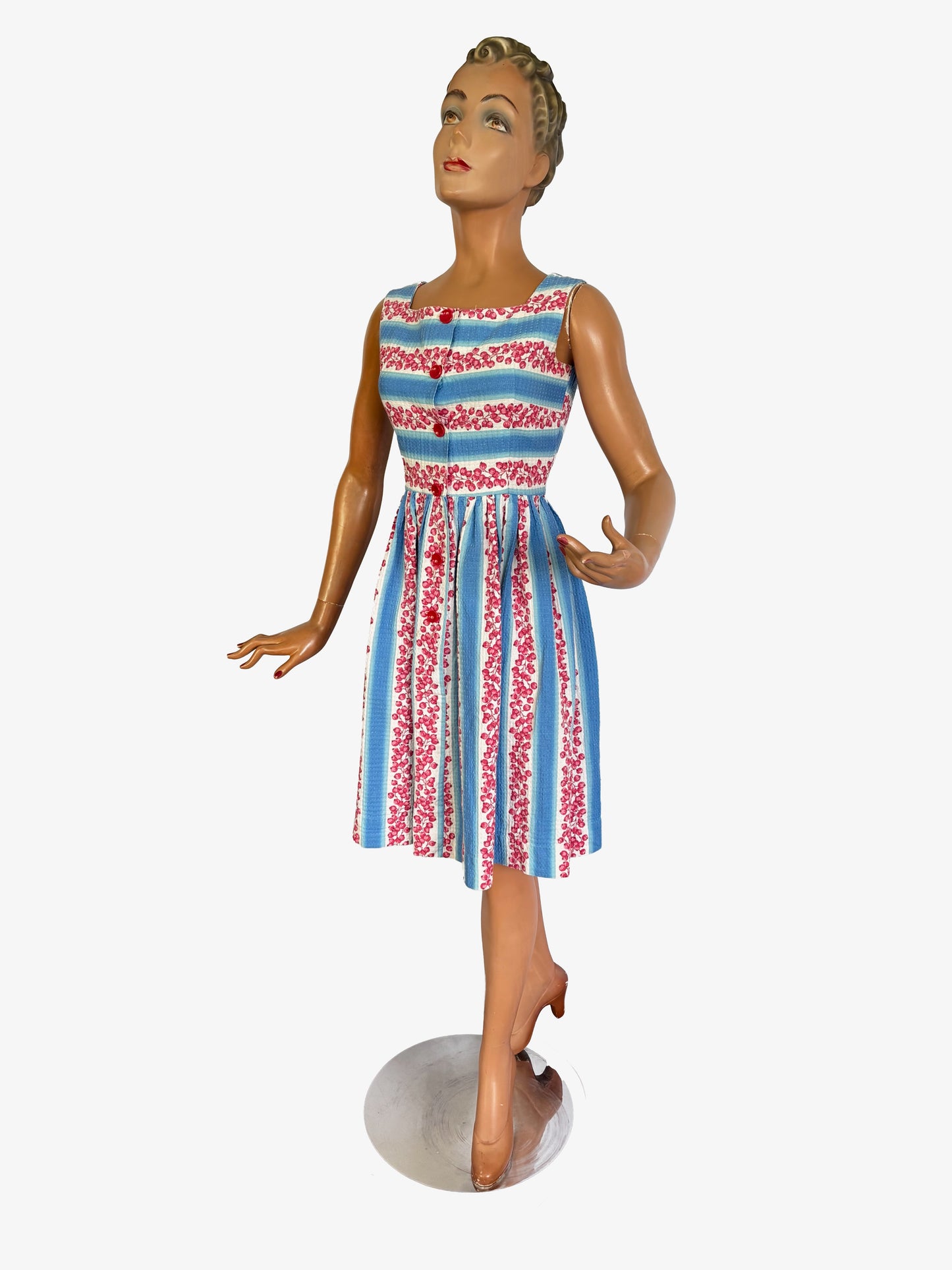 1950s Waffle Cotton Dress | XSmall