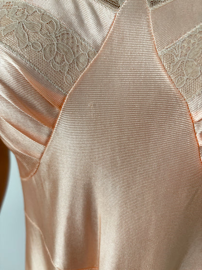 M/L | 1930s/40s Deadstock Blush Rayon Satin Slip Dress