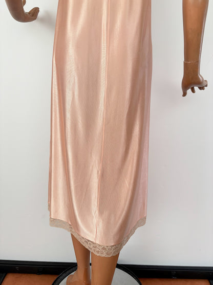 M/L | 1930s/40s Deadstock Blush Rayon Satin Slip Dress
