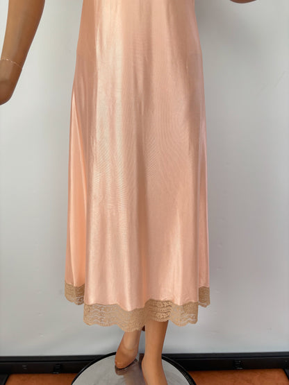 M/L | 1930s/40s Deadstock Blush Rayon Satin Slip Dress