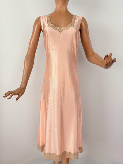 M/L | 1930s/40s Deadstock Blush Rayon Satin Slip Dress