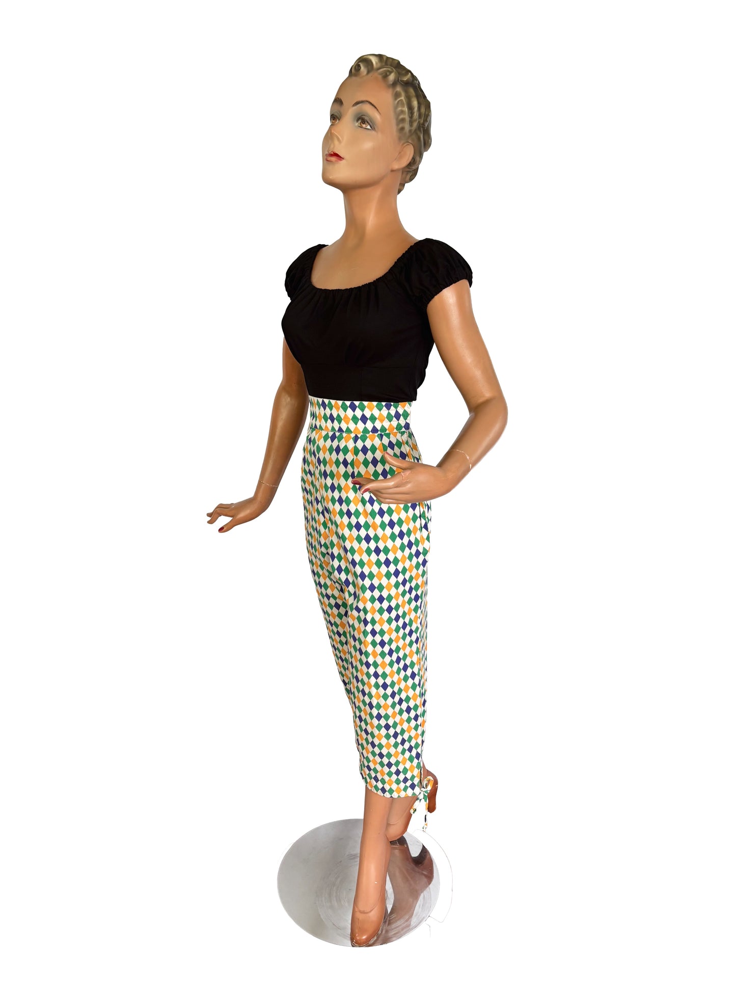 1950s Style Harlequin Capri Pants  | S