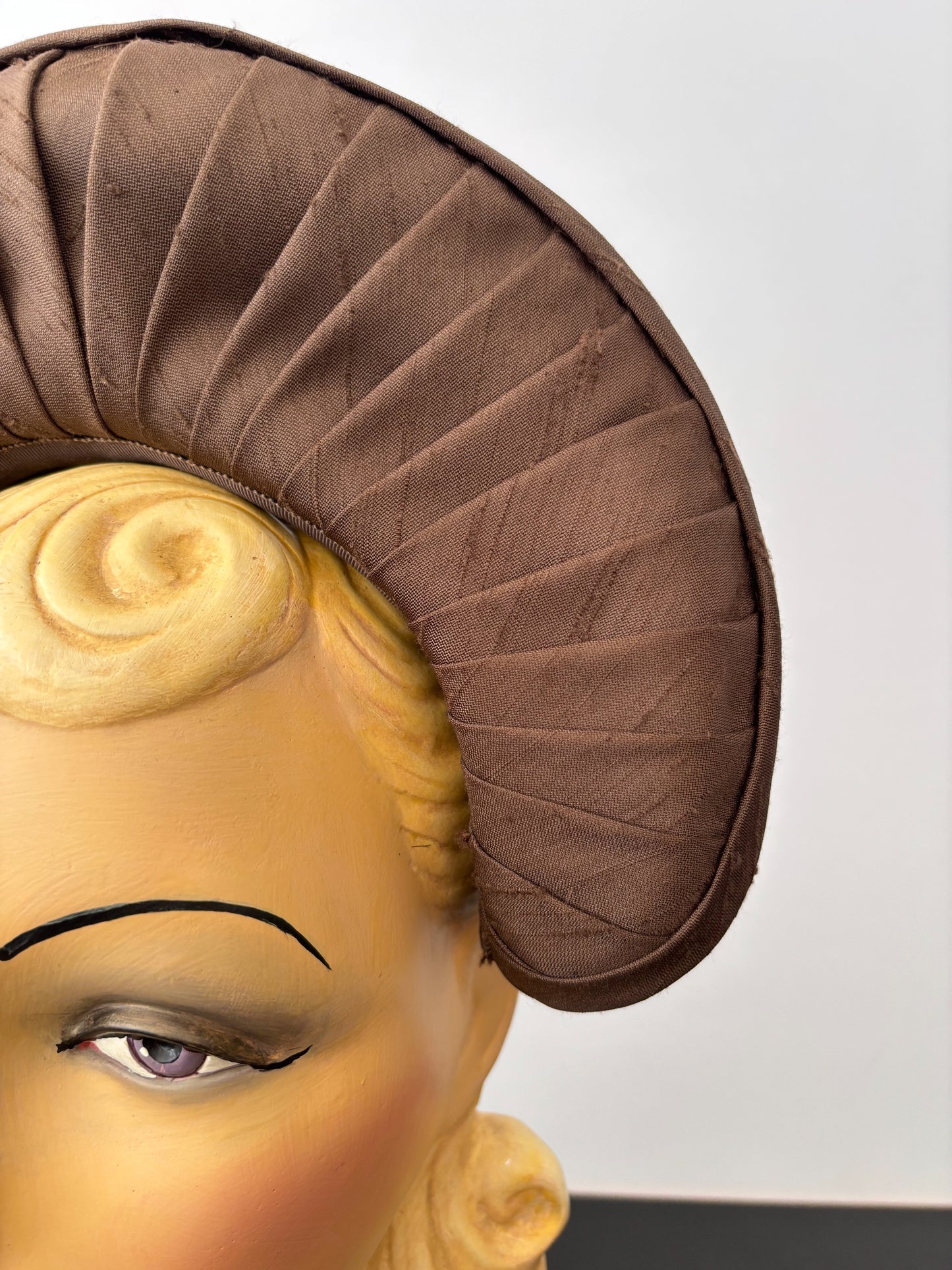 1940s Brown Silk Shantung Halo Headpiece