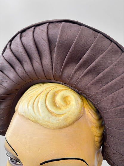 1940s Brown Silk Shantung Halo Headpiece