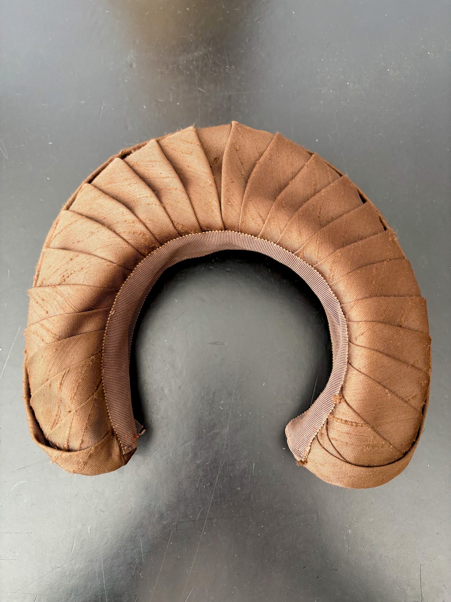 1940s Brown Silk Shantung Halo Headpiece