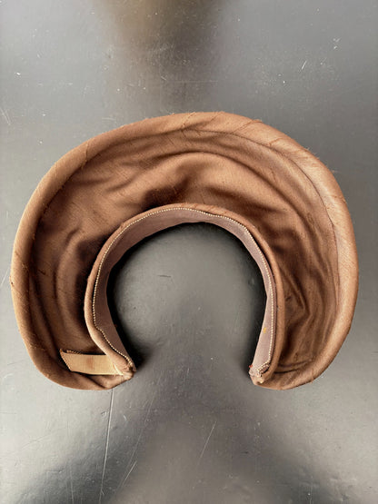 1940s Brown Silk Shantung Halo Headpiece