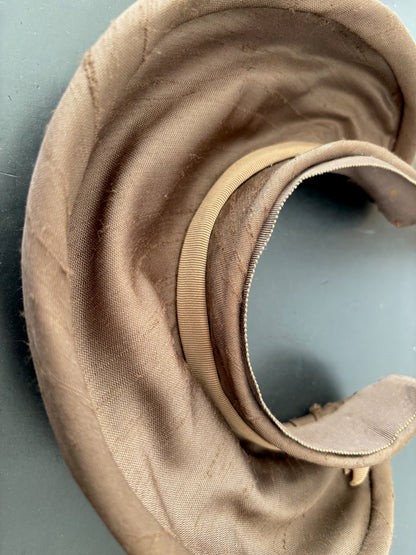 1940s Brown Silk Shantung Halo Headpiece