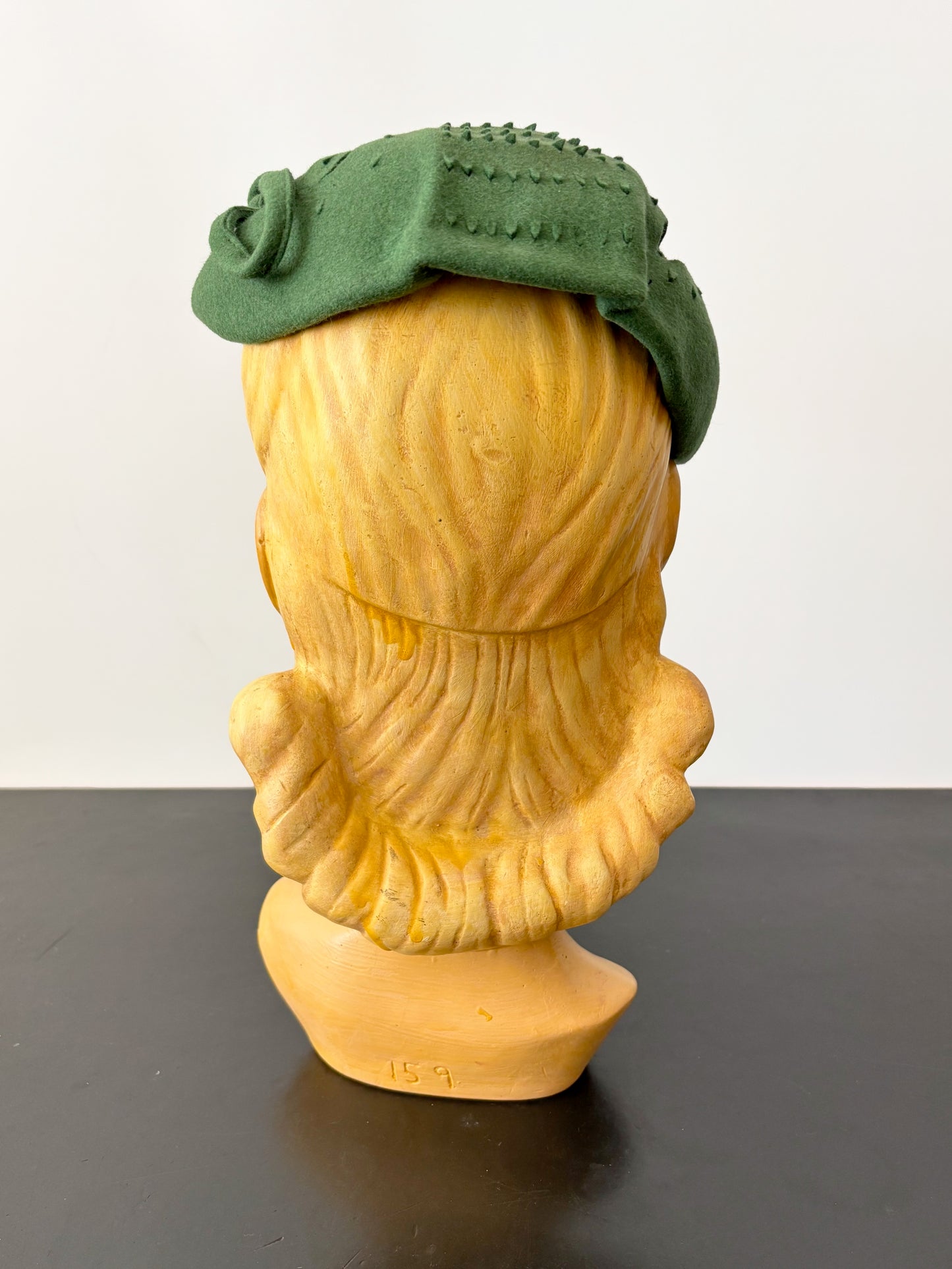 1950s Green Felt Cocktail Hat With Cutwork Leaf Detail