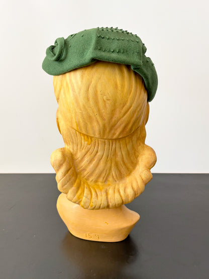 1950s Green Felt Cocktail Hat With Cutwork Leaf Detail