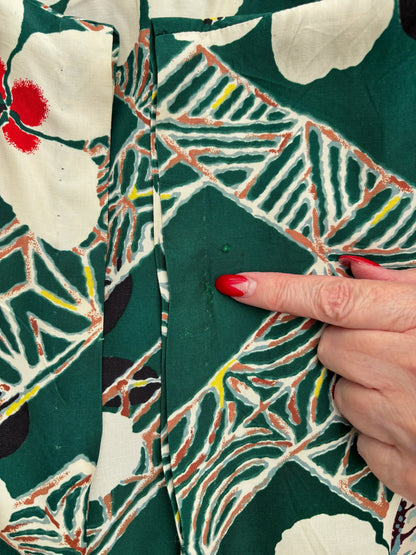1950s Hawaiian Togs Tapa Hibiscus Bolero Jacket | M