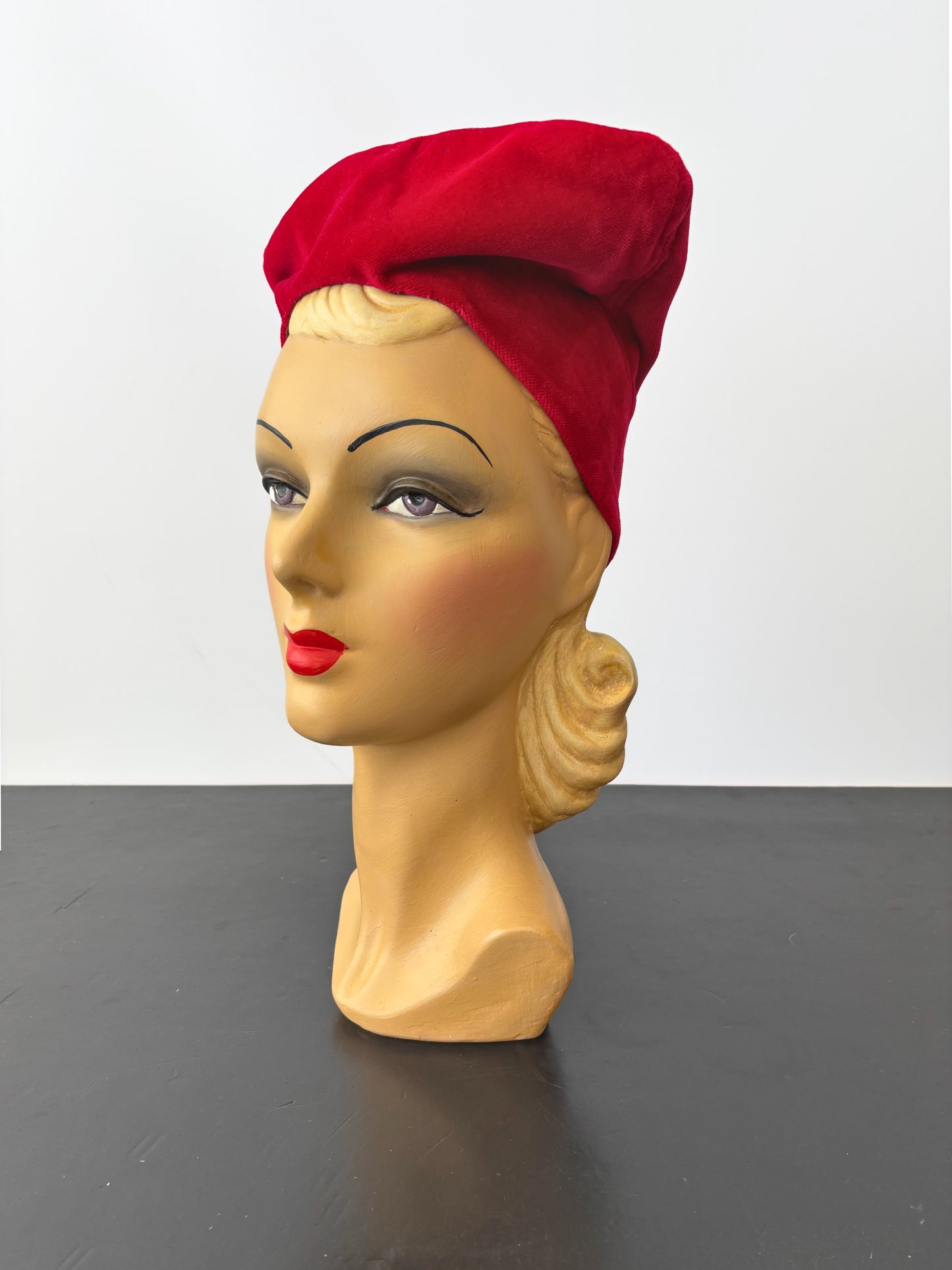 Red Velvet 1940s Style Sculptural Headpiece