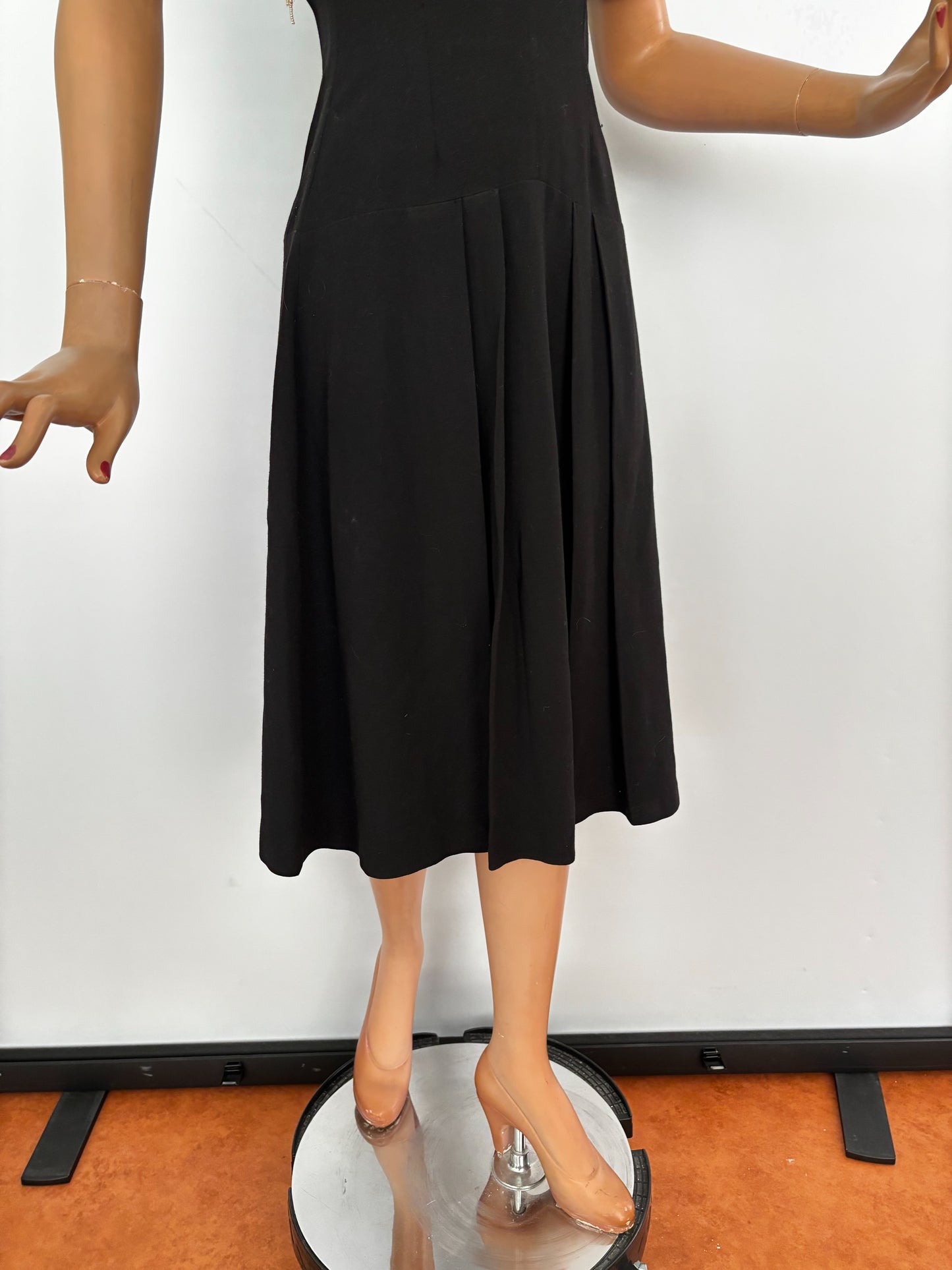 1940s Crepe Wool Dress with Pearl Beaded Strands | XS/S