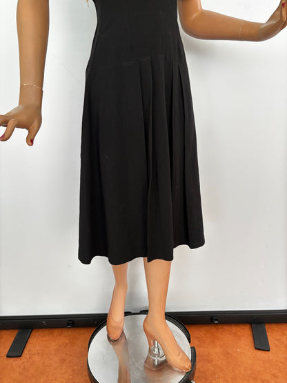 1940s Crepe Wool Dress with Pearl Beaded Strands | XS/S