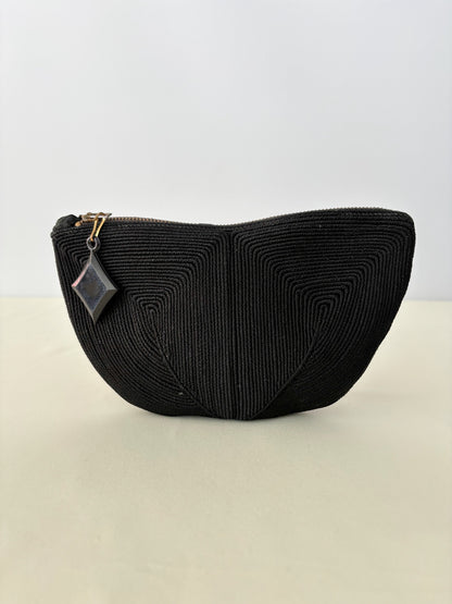 1940s Black Corde Zip Clutch Pouch