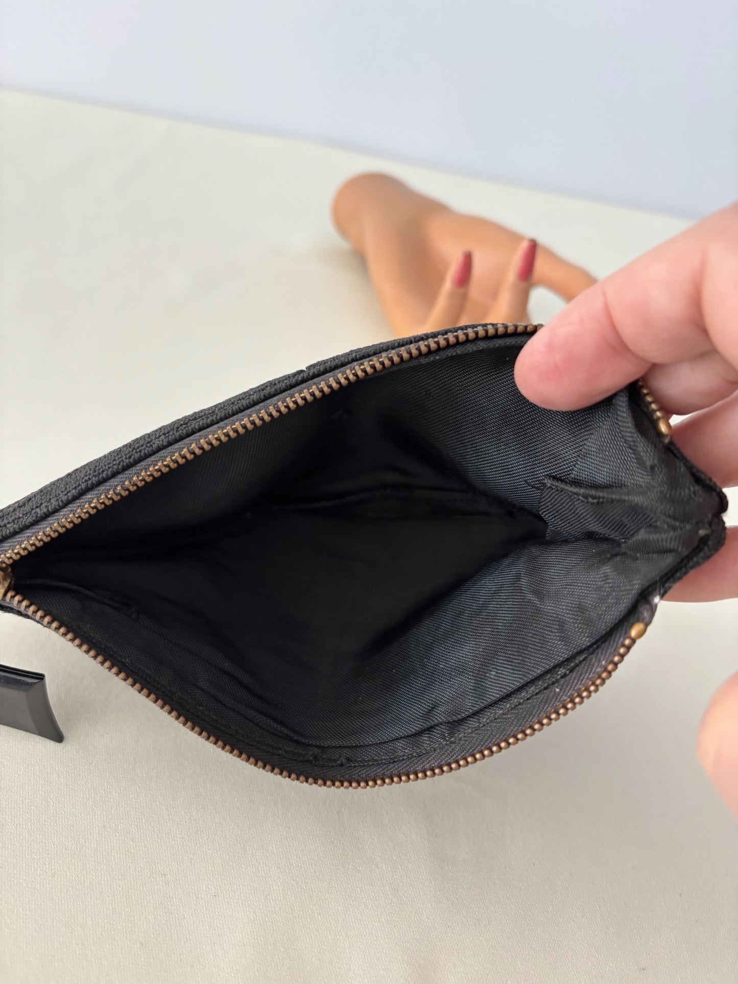 1940s Black Corde Zip Clutch Pouch