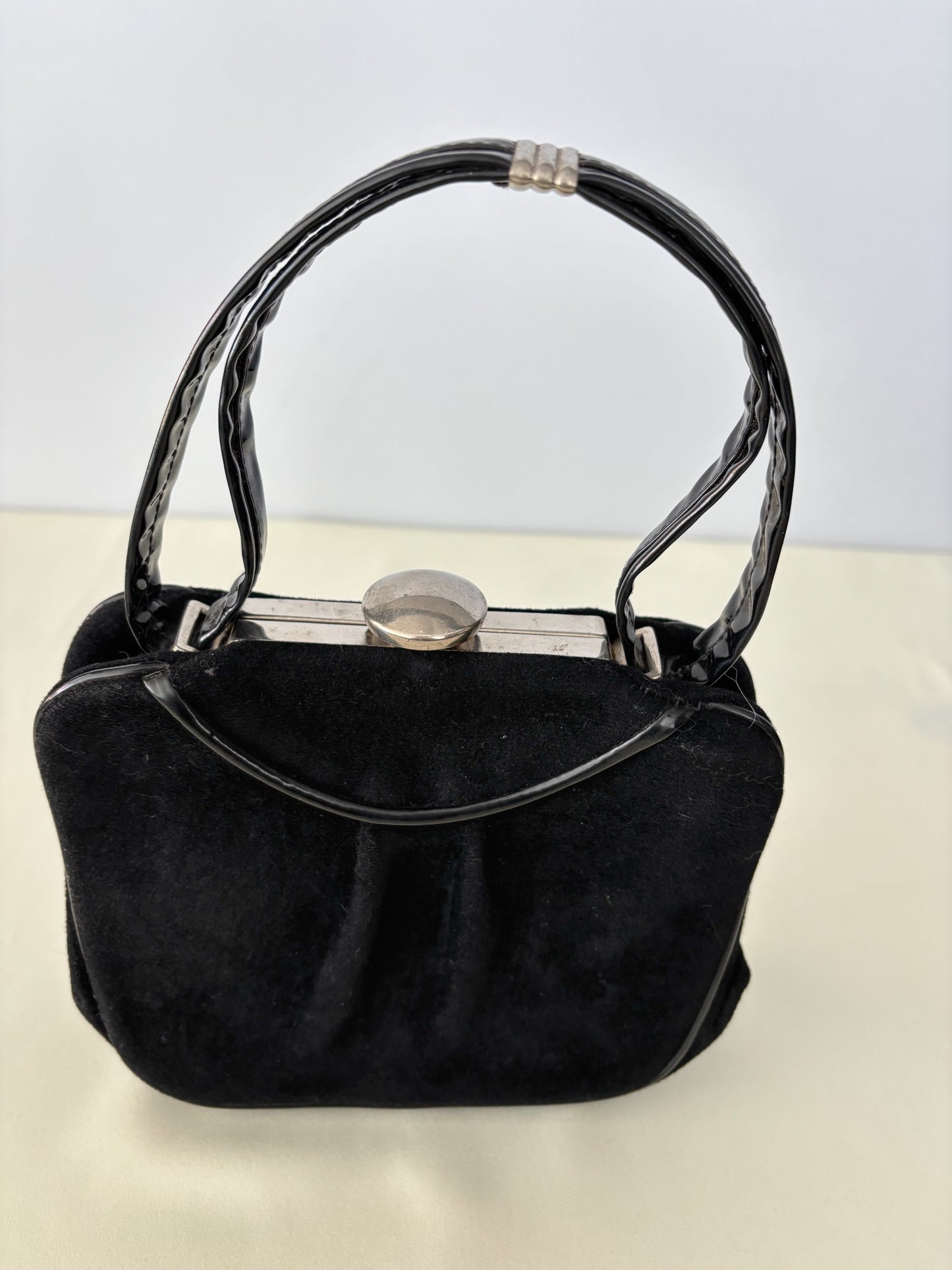 1940s Black Art Deco Evening Bag