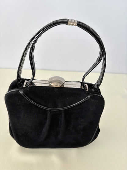 1940s Black Art Deco Evening Bag