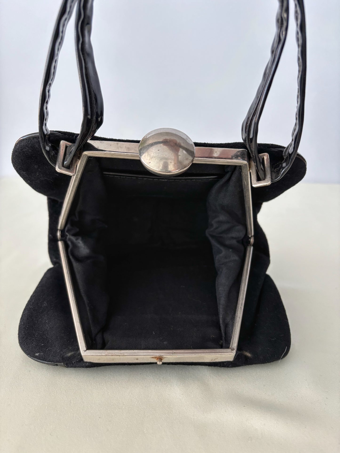 1940s Black Art Deco Evening Bag