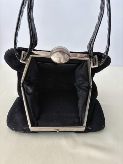 1940s Black Art Deco Evening Bag
