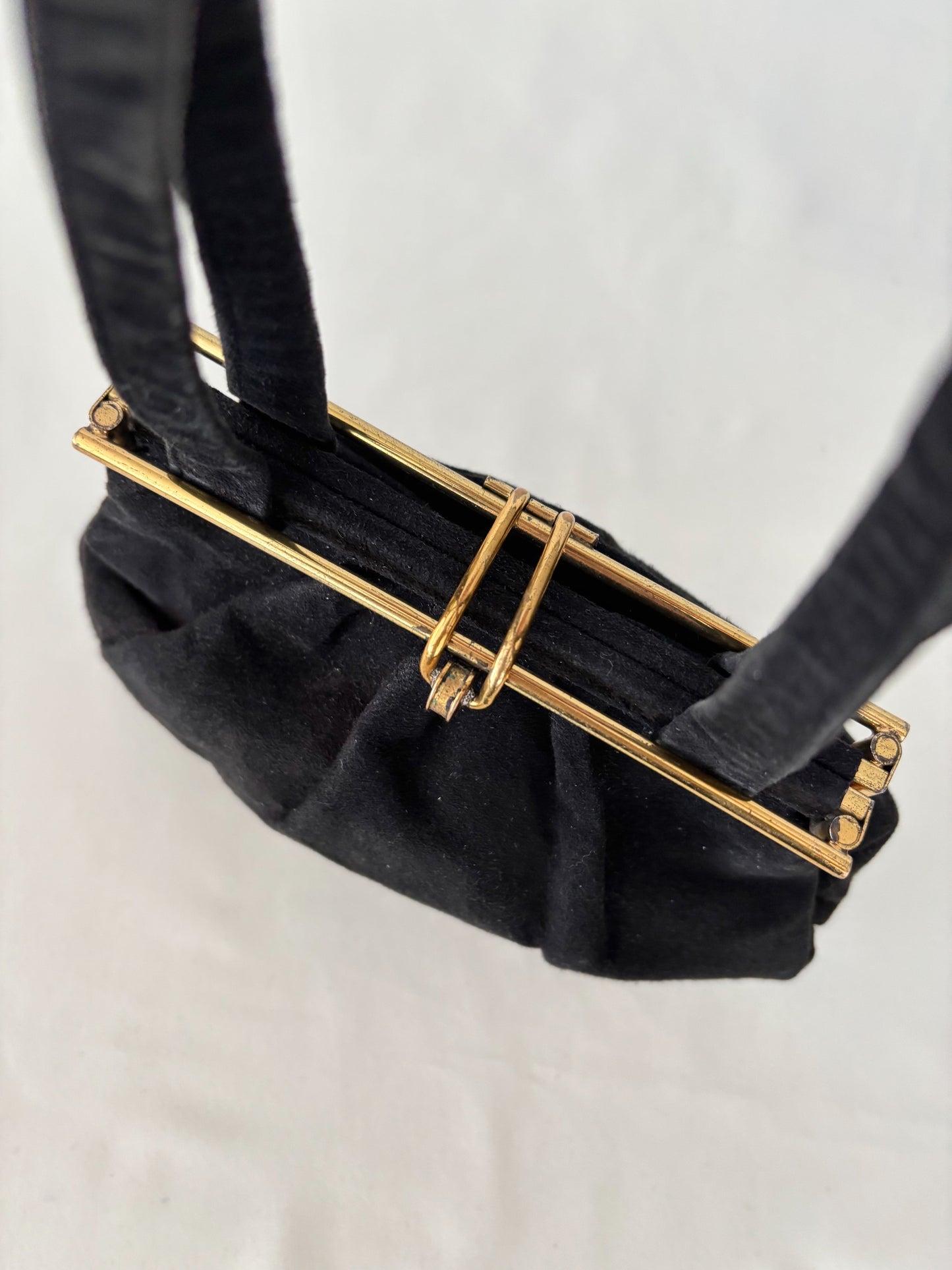 1950s Black Suede Handbag