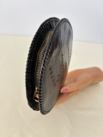 1930s/1940s Round Leather Wrist Bag