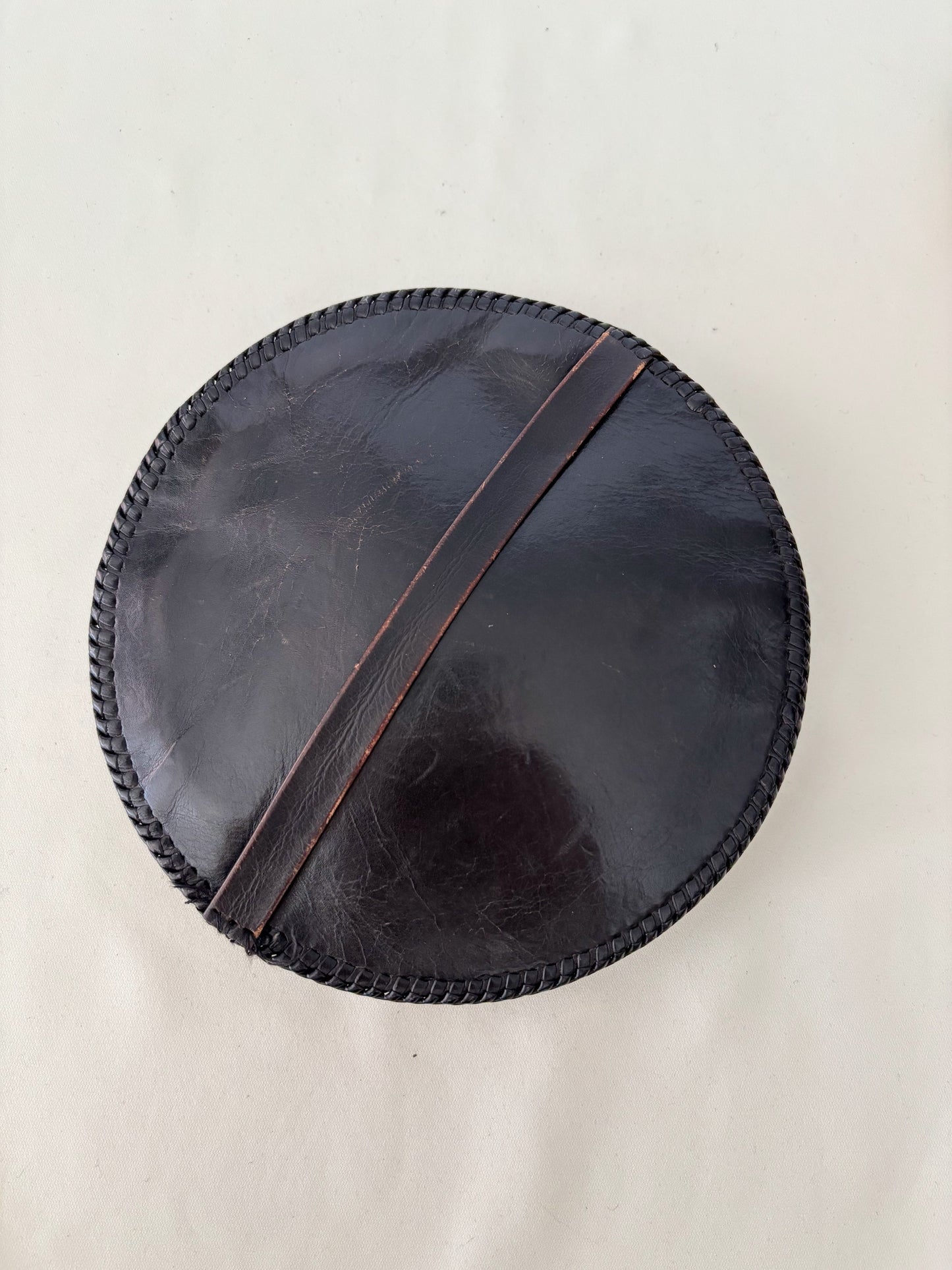 1930s/1940s Round Leather Wrist Bag