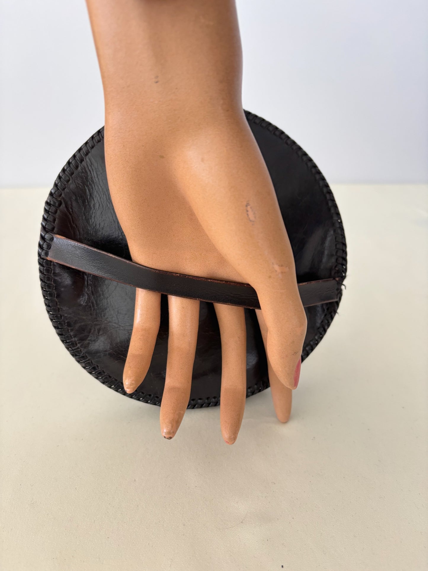 1930s/1940s Round Leather Wrist Bag