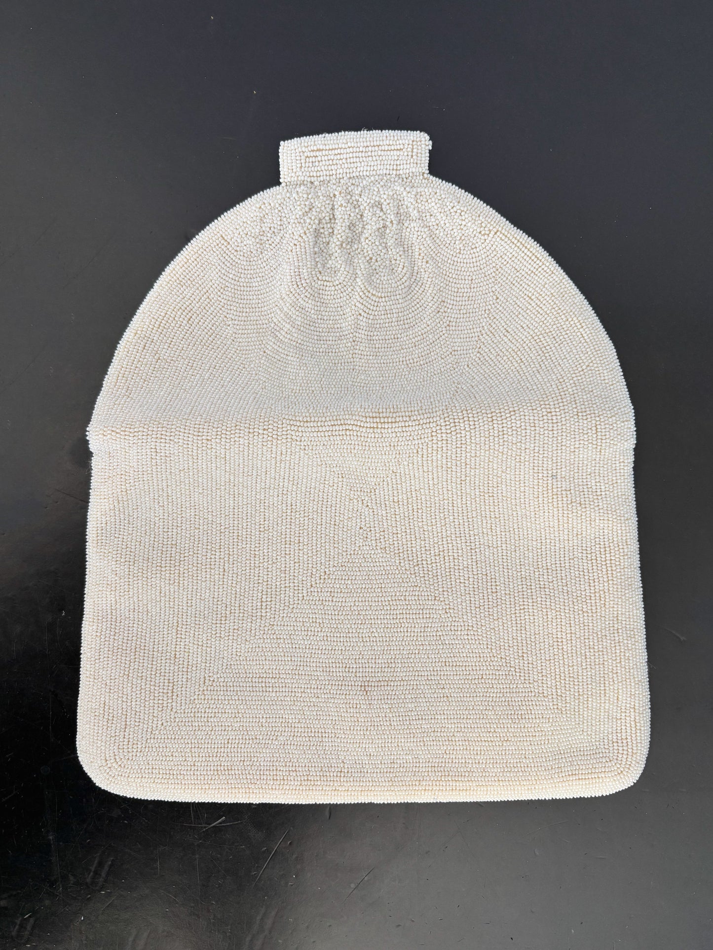 1950s/60s White Beaded Clutch Bag Handmade In Japan