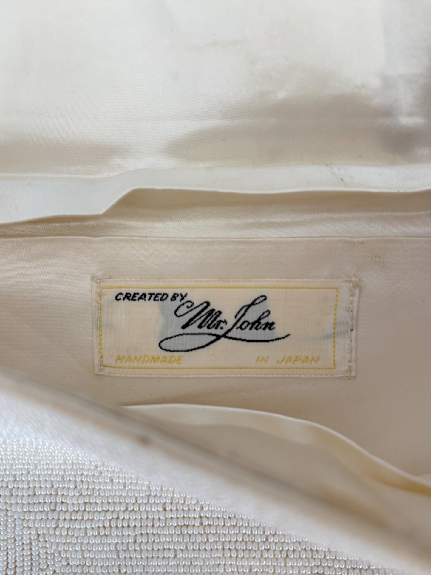 1950s/60s White Beaded Clutch Bag Handmade In Japan