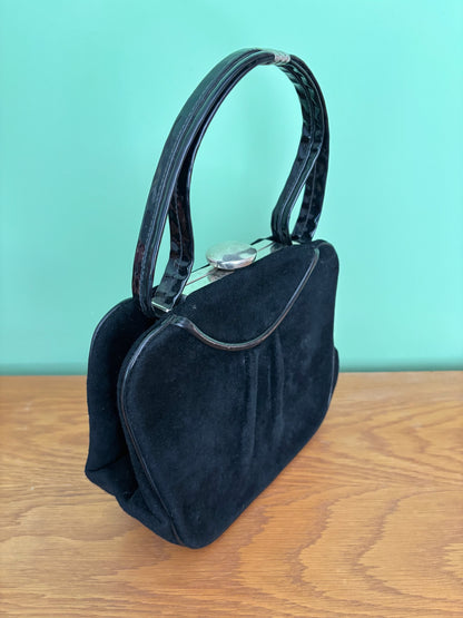 1940s Black Art Deco Evening Bag