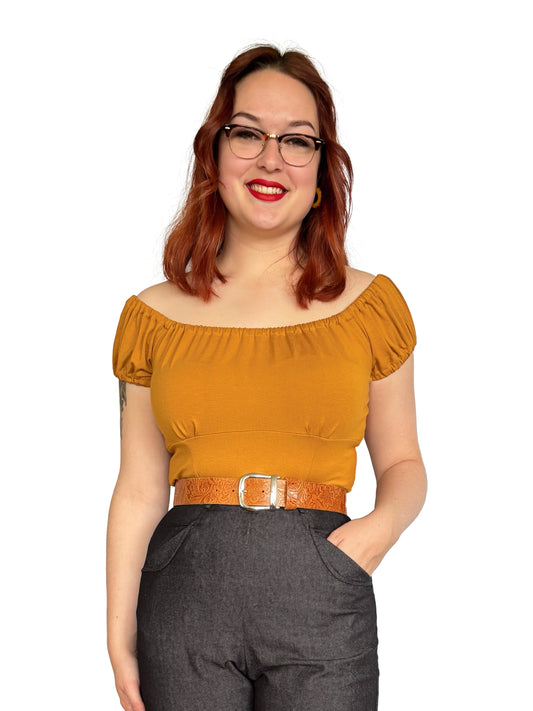 Shirley Peasant Top Mustard
