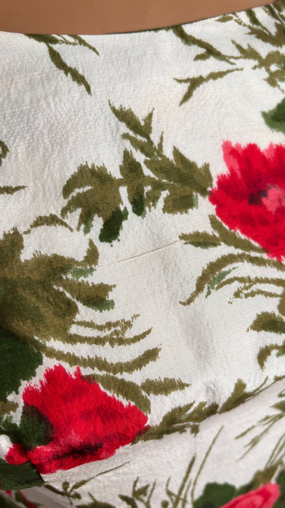 M | 1950s/60s Silk Floral Wiggle Dress
