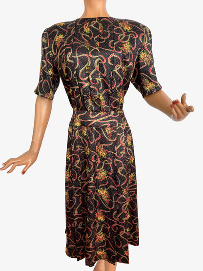 XXL | 1980s Does 1940s Black Print Dress