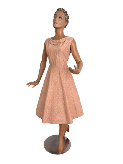 XL | 1950s/60s Blush Paisley Cotton Dress