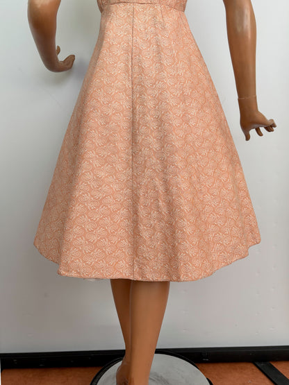 XL | 1950s/60s Blush Paisley Cotton Dress