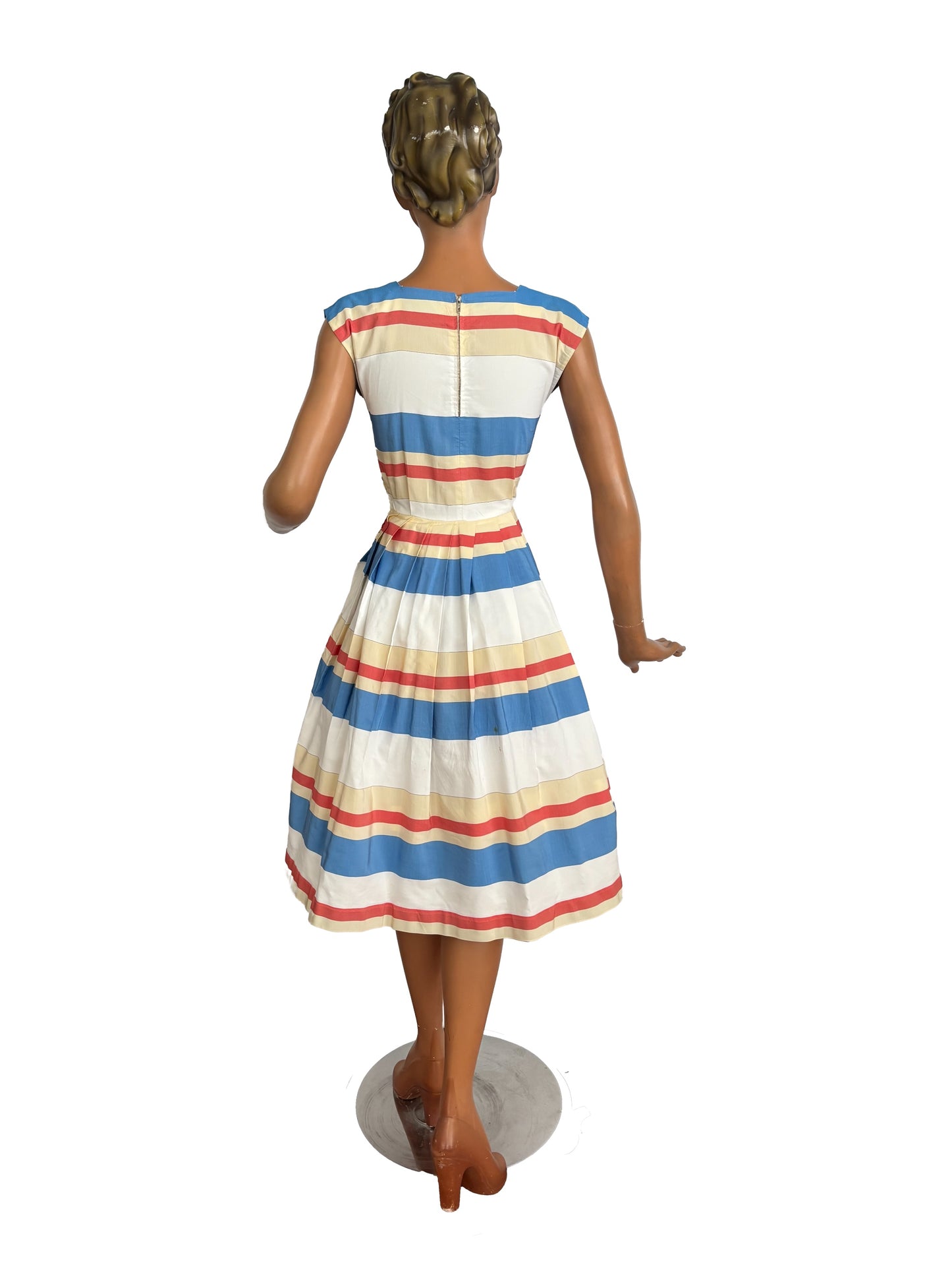 XS | 1950s/60s Striped Cotton Dress