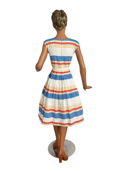 XS | 1950s/60s Striped Cotton Dress