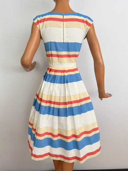 XS | 1950s/60s Striped Cotton Dress