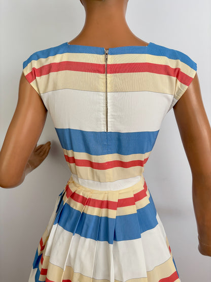 XS | 1950s/60s Striped Cotton Dress
