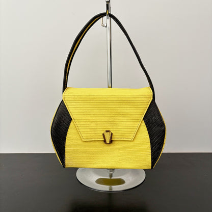 1950s Yellow and Black Structured Plastic Handbag