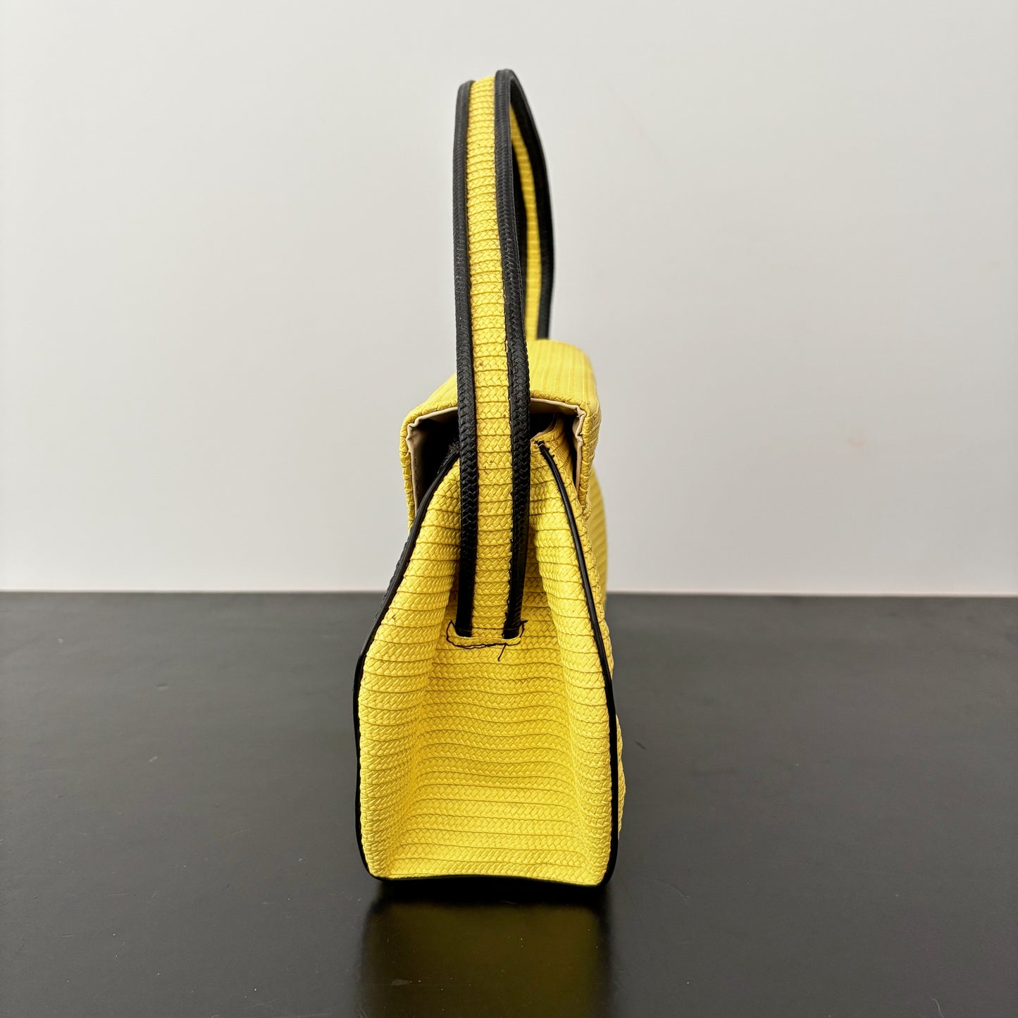 1950s Yellow and Black Structured Plastic Handbag