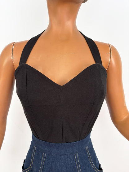 Holly Halter Top Black Plain