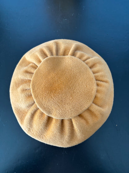 1940s/50s Fur Felt Tilt Hat Beige Orange Atelier Hut