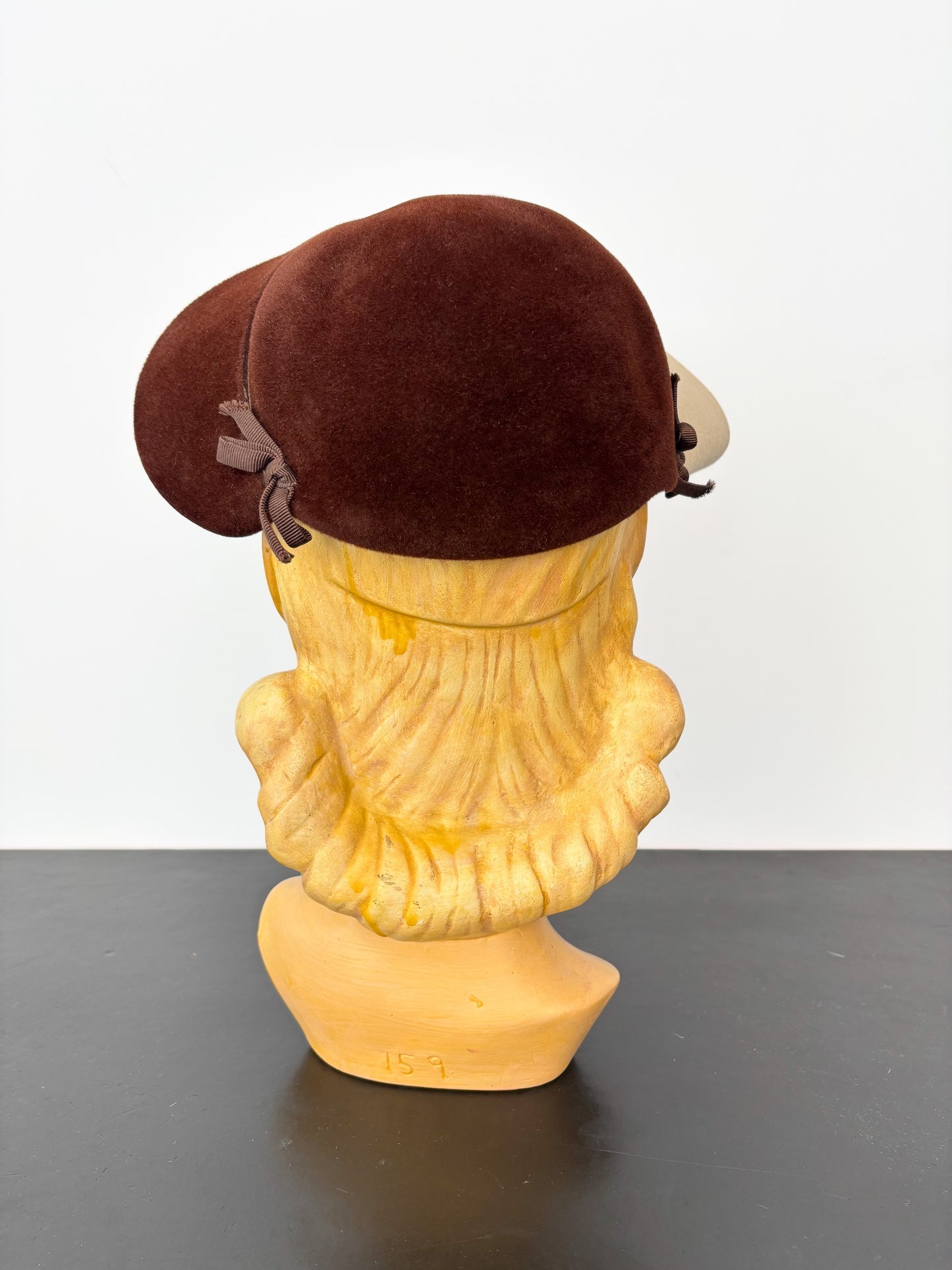 1930s/40s Brown Cream Velour Felt Tilt Hat
