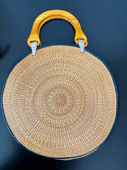 1950s/60s Round Woven Straw Beach Bag