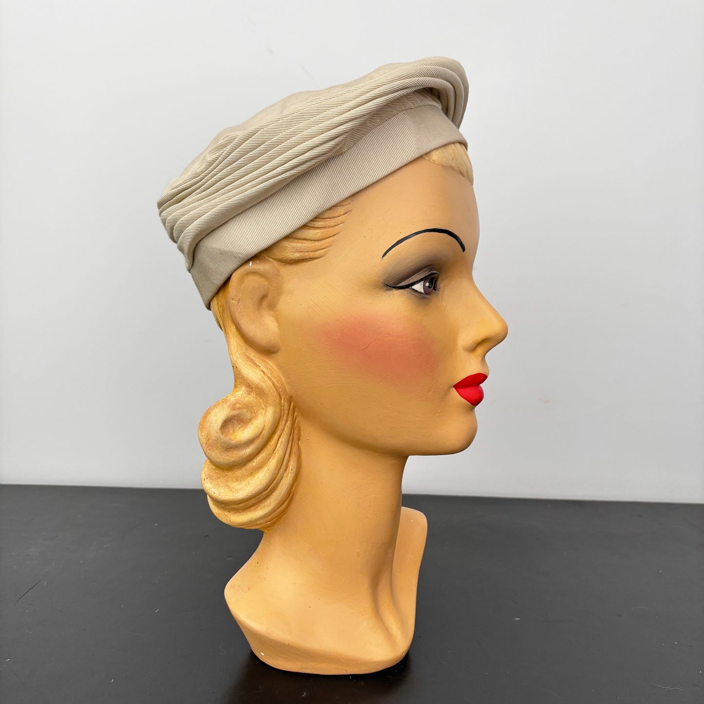 1950s Cream Grosgrain Layered Beret
