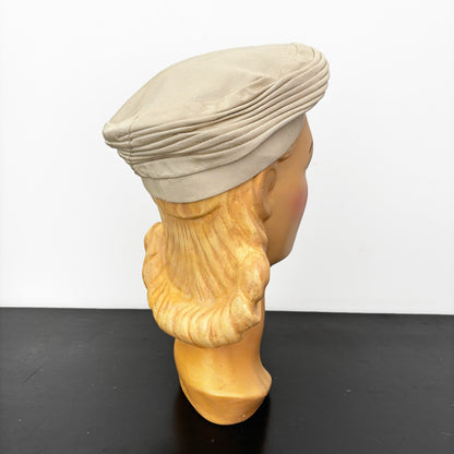1950s Cream Grosgrain Layered Beret