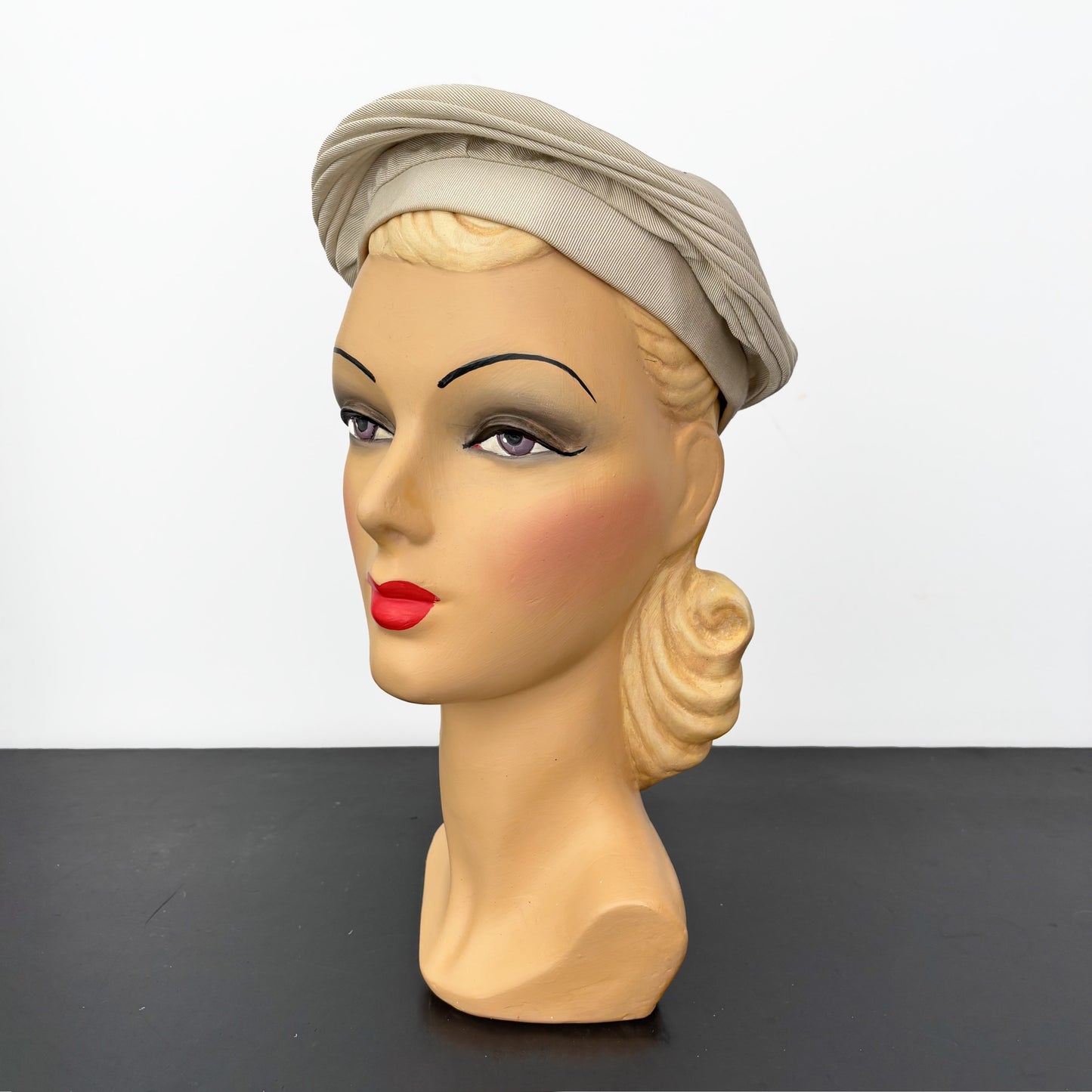 1950s Cream Grosgrain Layered Beret