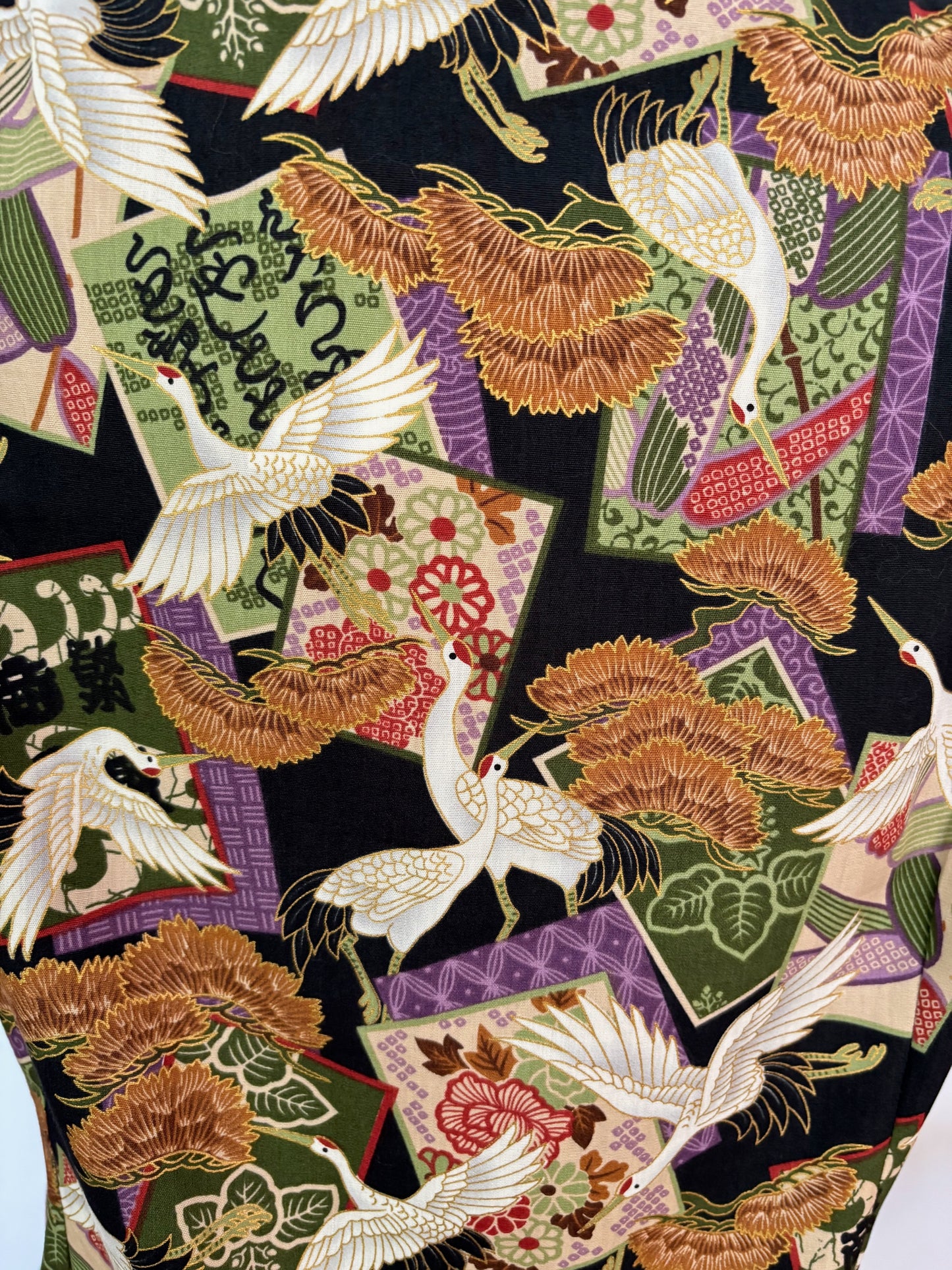 S or M | 1940s/50s Crane Bird Print Tea Timer